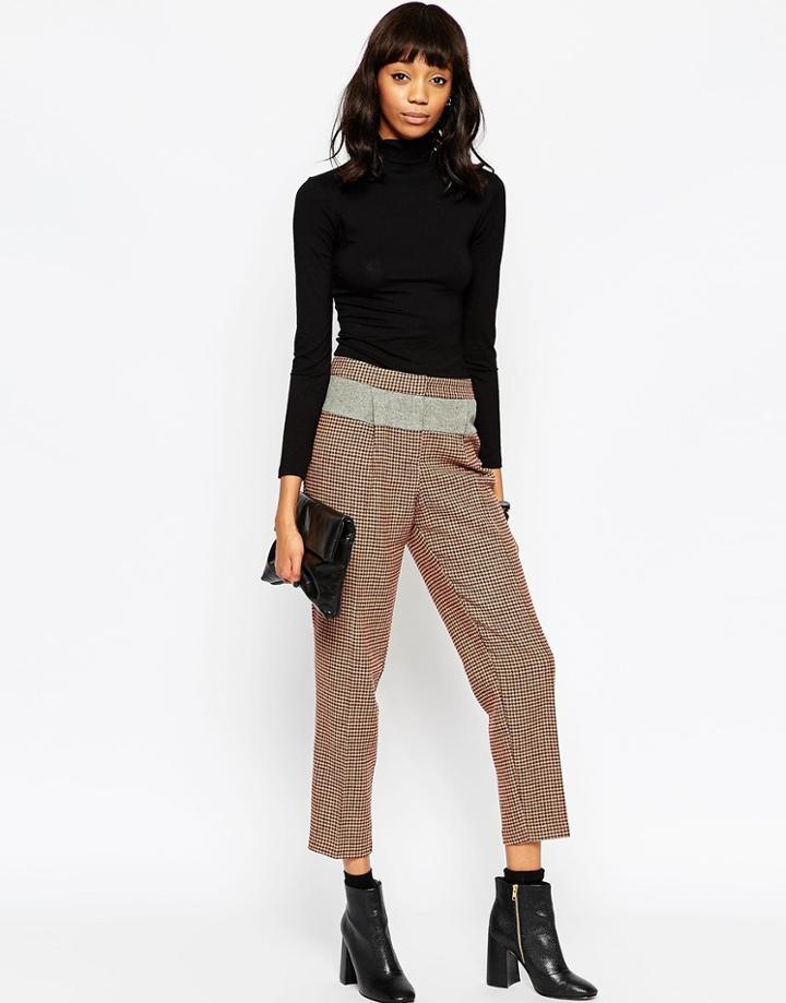 Asos Tweedy Contrast Peg Pant - Check