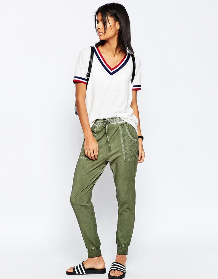 Asos Washed Woven Pocket Joggers - Green