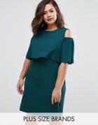 Rage Plus Dress With Cold Shoulder - Green