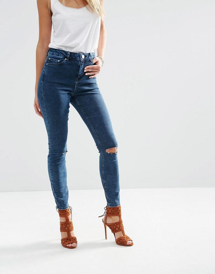 Asos Ridley Skinny Jeans In Mottled Dark Wash - Mottled Dark Wash