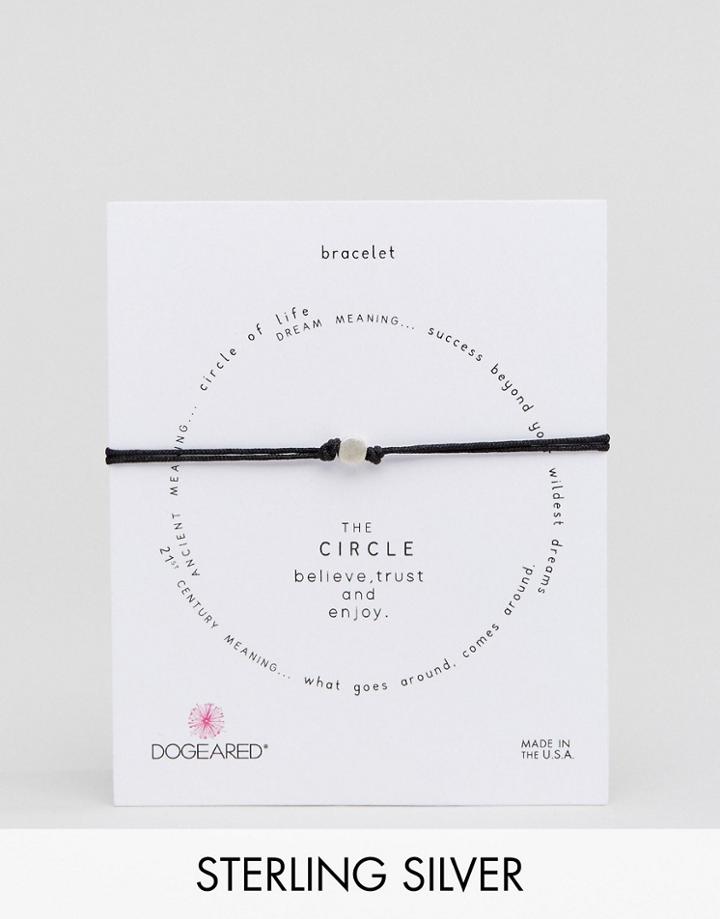 Dogeared Sterling Silver The Circle Adjustable Black Cord Bracelet - Black