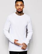 Asos Rib Longline Muscle Long Sleeve T-shirt In White - White