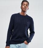 Farah Ludwig Cable Knit Sweater In Navy - Navy