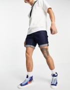 Asos Design Slim Denim Shorts In Indigo-blues