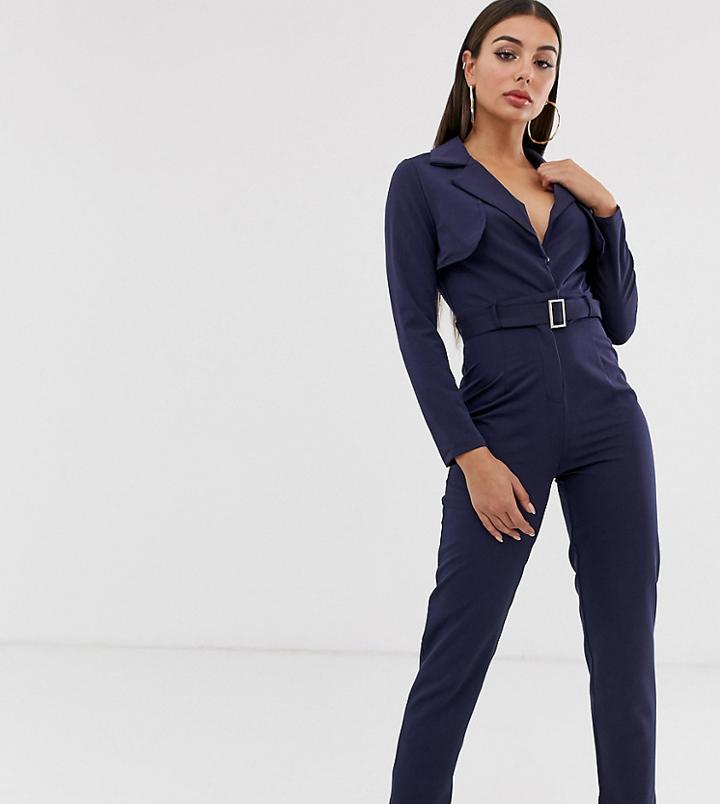 Missguided Belted Utility Jumpsuit In Navy - Blue