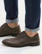 Asos Oxford Brogue Shoes In Gray Leather - Gray