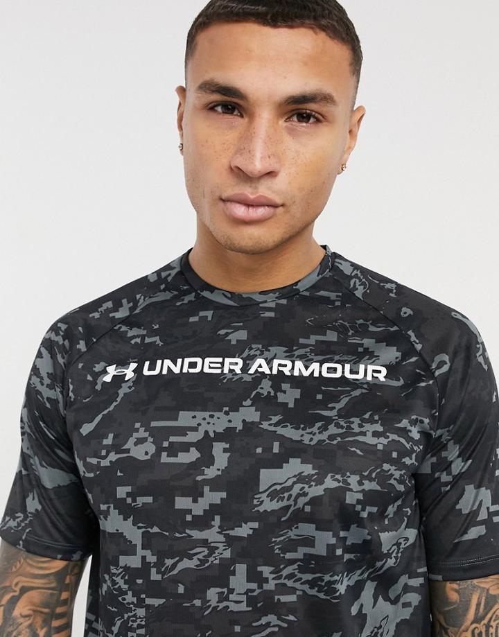 Under Armour Training Tech Chest Logo T-shirt In Gray Camo-grey
