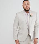 Twisted Tailor Plus Wedding Super Skinny Suit Jacket In Gray Linen - Stone