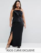 Asos Curve Red Carpet Organza Bandeau Maxi Dress - Black