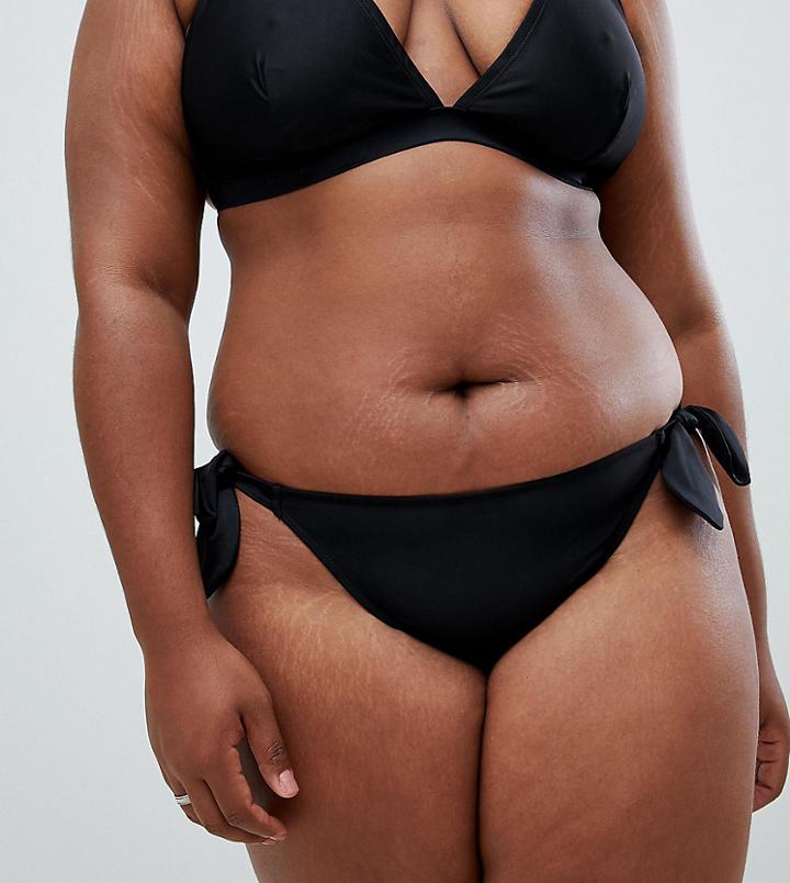 Wolf & Whistle Curve Eco Mix & Match Bunny Tie Bikini Bottom - Black