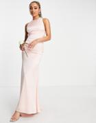 Jarlo Open Cross Back Satin Maxi Dress In Blush-pink