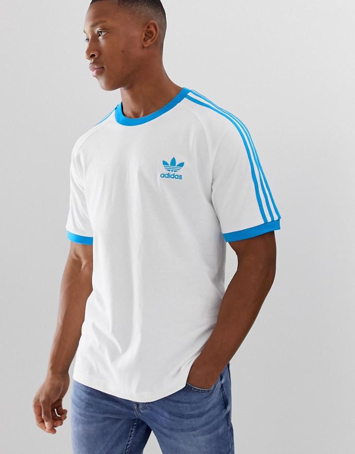 Adidas Originals California T-shirt In White Blue