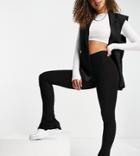 Asyou 90's Skinny Split Back Flared Pants In Black