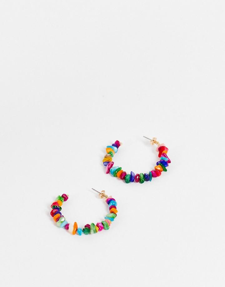 Pieces Mixed Gemstone Hoop Earrings In Multi