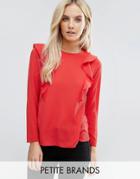New Look Petite Frill Detail Blouse - Red