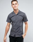 Only & Sons Skinny Short Sleeve Revere Collar Smart Shirt - Navy