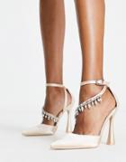Be Mine Isadora Heeled Shoes With Embellished Detail In Blush-pink