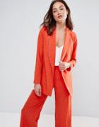 Helene Berman Burnout Animal Print Kimono Belted Top - Orange