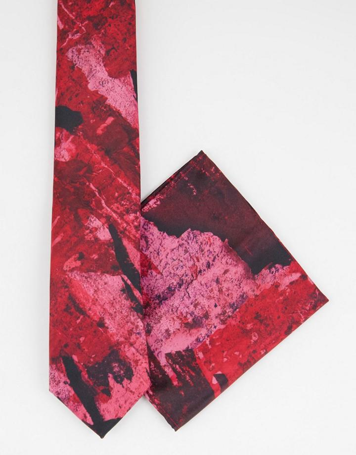 Twisted Tailor Tie Set In Multi With Paint Spill Design