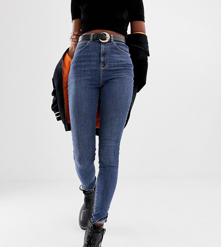 Collusion Tall X001 Skinny Jeans In Mid Wash Blue