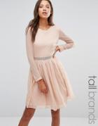 Y.a.s Tall Long Sleeve Dress With Lace Insert - Pink