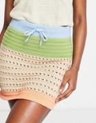 Cotton: On Crochet Mini Skirt In Multi - Part Of A Set