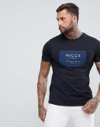Nicce London T-shirt In Black With Navy Box Logo - Black
