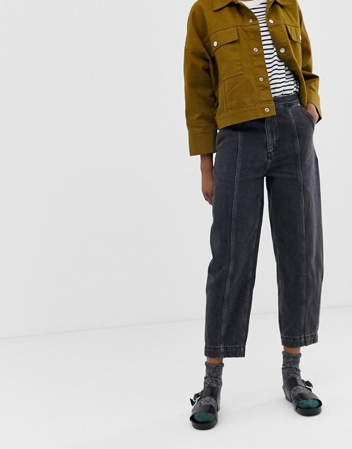 Weekday Worker Jeans In Charcoal Black - Black