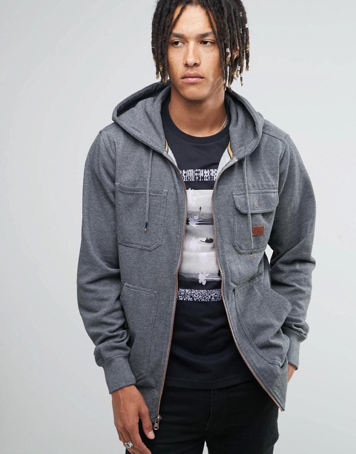Billabong Zip Up Hoodie With Chest Pocket - Gray