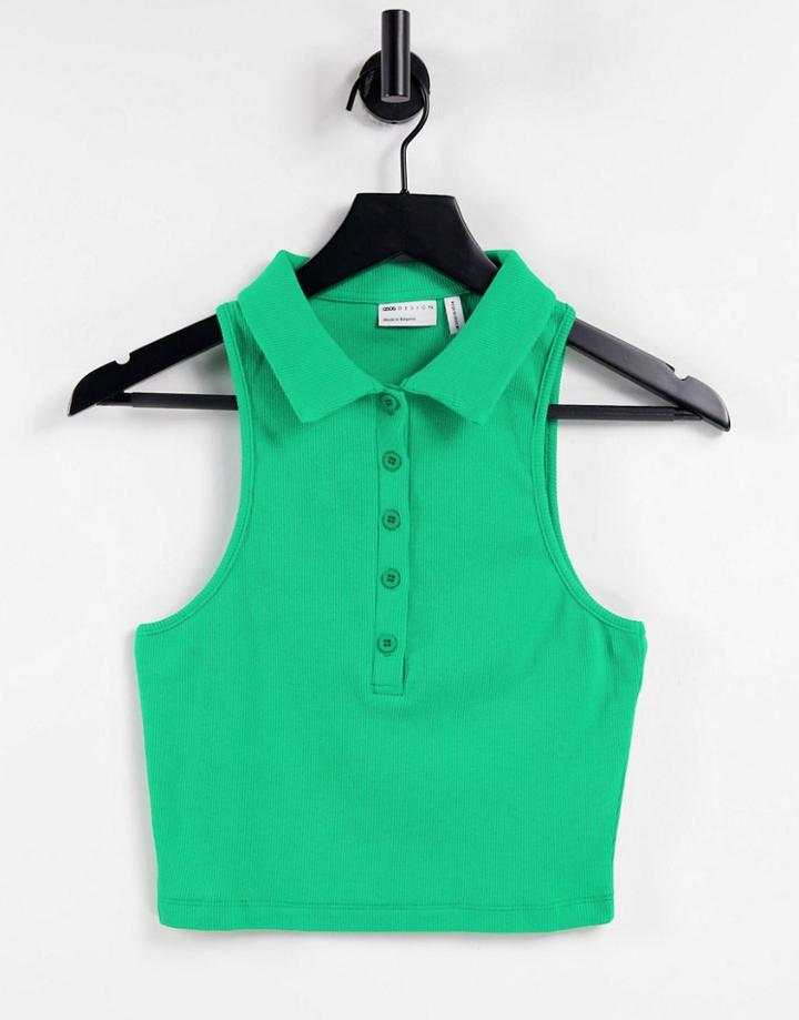 Asos Design Sleeveless Polo In Apple Green