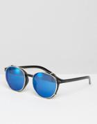 Jeepers Peepers Round Sunglasses With Blue Lens - Blue