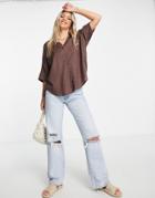 Monki Ultimate Oversized Boxy Shirt In Brown