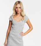 Another Reason Square Neck Mini Dress With Contrast Seams In Chunky Rib-gray
