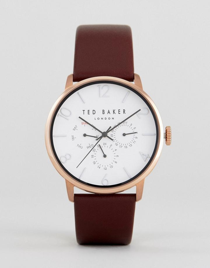 Ted Baker James Chronograph Leather Watch In Brown - Brown