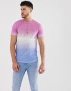 Asos Design T-shirt In Dip Dye Wash In Pink-multi