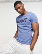 Gant T-shirt In Blue With Chest Logo-blues