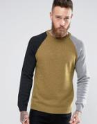 Asos Lambswool Sweater With Color Block Sleeves - Gray