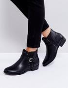 Truffle Collection Flat Chelsea Boot With Buckle Trim - Black