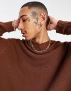 Asos Design Ribbed Cotton Sweater Set In Brown-neutral