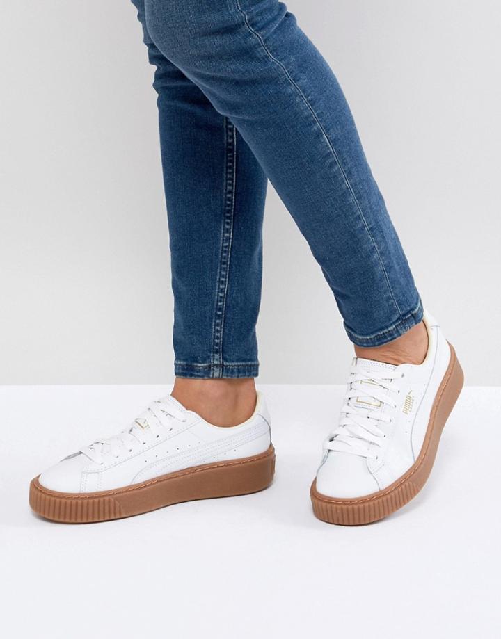 Puma Basket Platform Sneaker - White