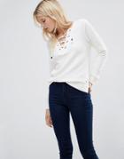 Only Amy Lace Up Sweatshirt - Cream
