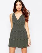 Wal G Skater Dress In Mini Polka Dot Print - Yellow
