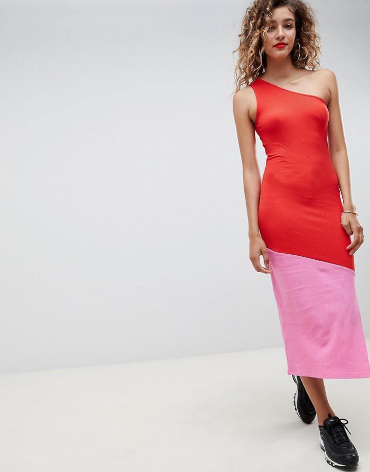 Asos Design Rib Color Block Maxi Dress - Multi