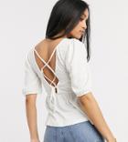 Vero Moda Petite Peplum Top With Lace Back In White