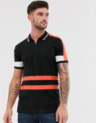 Jack & Jones Core Color Block Polo In Black