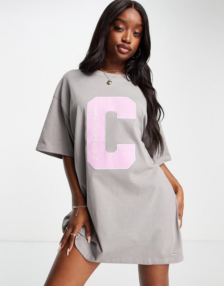 The Couture Club Oversized T-shirt Dress In Gray-grey
