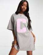 The Couture Club Oversized T-shirt Dress In Gray-grey