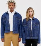 Collusion Unisex Denim Jacket With Contrast Stitching - Blue