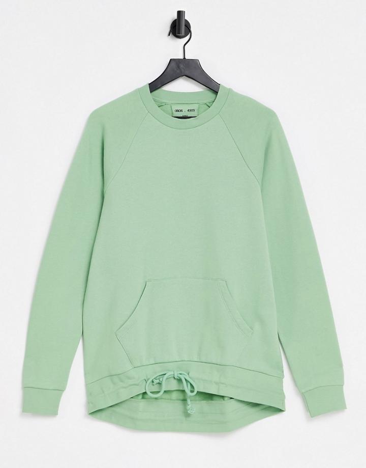 Asos 4505 Unisex Sweatshirt With Curved Hem-green
