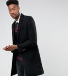 Asos Tall Wool Mix Overcoat In Black - Black